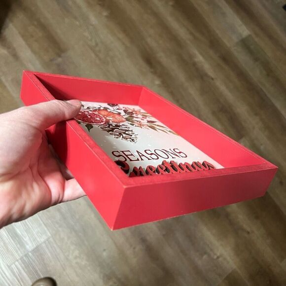 SEASONS Greetings Christmas Sign Decor Wooden Tabletop Holidays Mantel Shelf NWT - Picture 5 of 11